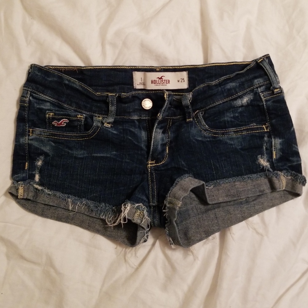 Dark Denim Distressed Hollister Shorts